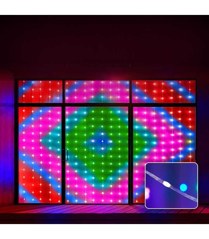 Perdea Luminoasa Inteligenta Bluetooth 50 Wi Fi 400 Led Rgbic 16 Milioane De Culori 2x2m Ip44