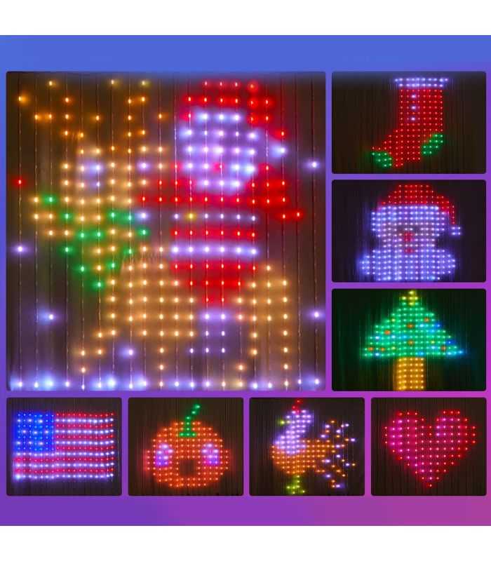 Perdea Luminoasa Inteligenta Bluetooth 50 Wi Fi 400 Led Rgbic 16 Milioane De Culori 2x2m Ip44