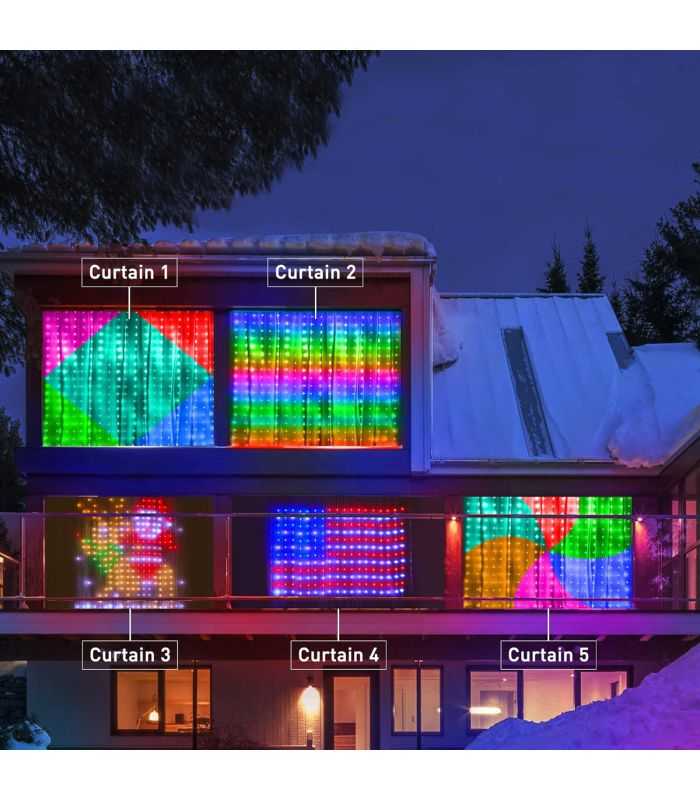 Perdea Luminoasa Inteligenta Bluetooth 50 Wi Fi 400 Led Rgbic 16 Milioane De Culori 2x2m Ip44