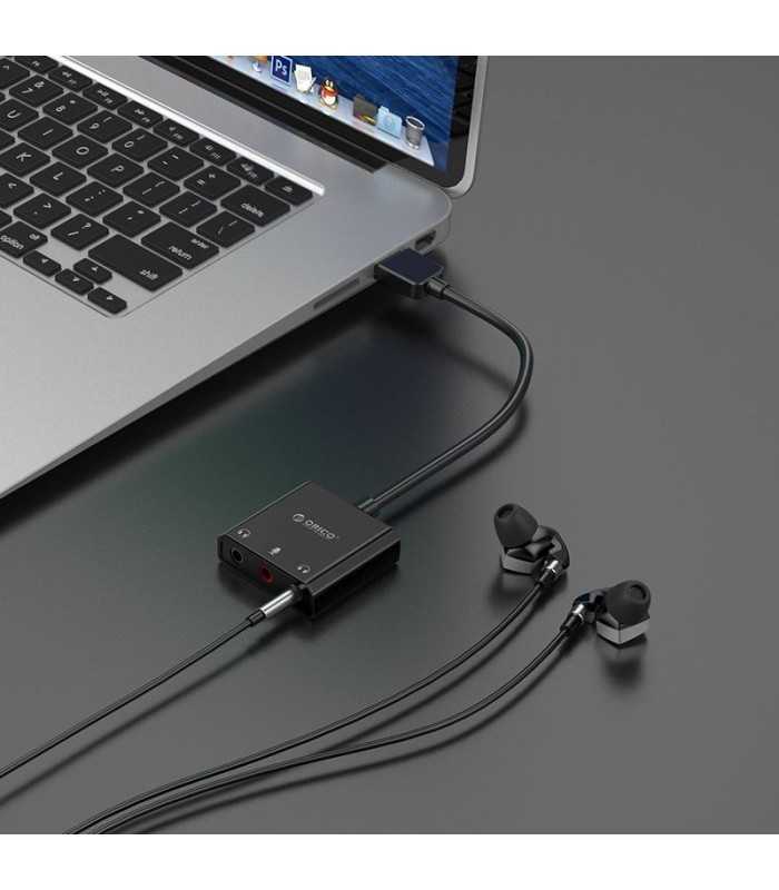 placa de sunet orico skt3 1x usb 20 la 1x trs 1x trrs 1x mic 3