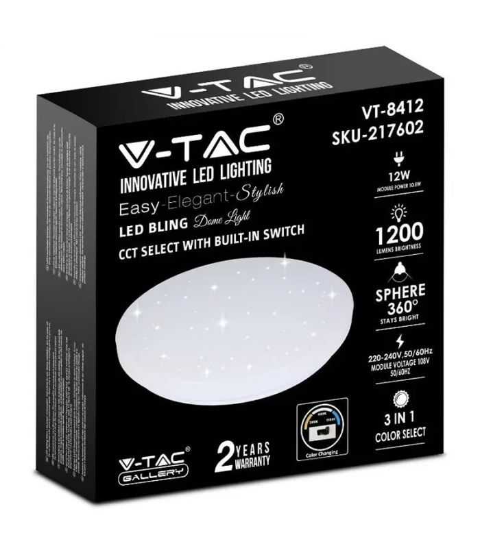 Plafoniera Led 12w 1200lm 23cm 3 In 1 Model Stelute V Tac Sku 217602