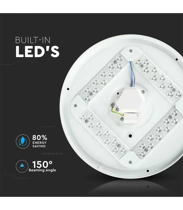 Plafoniera Led 12w 1200lm 23cm 3 In 1 V Tac Sku 217603
