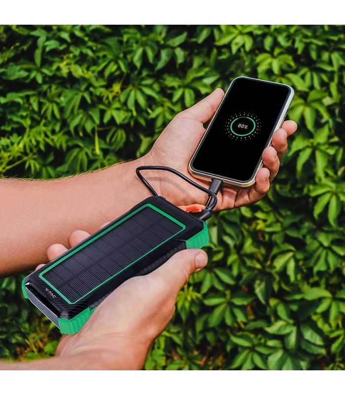 Power Bank 10000mah Cu Incarcare Solara Si Wireless V Tac Sku 7835