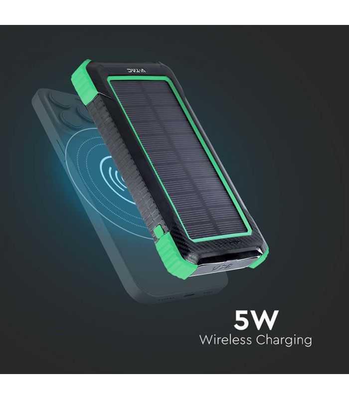 Power Bank 10000mah Cu Incarcare Solara Si Wireless V Tac Sku 7835