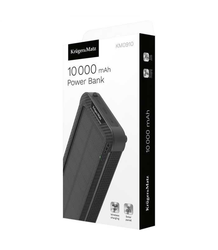Power Bank 10000mah Li Pol Solar Qi Incarcare Wireless 5w Krugermatz Km0910