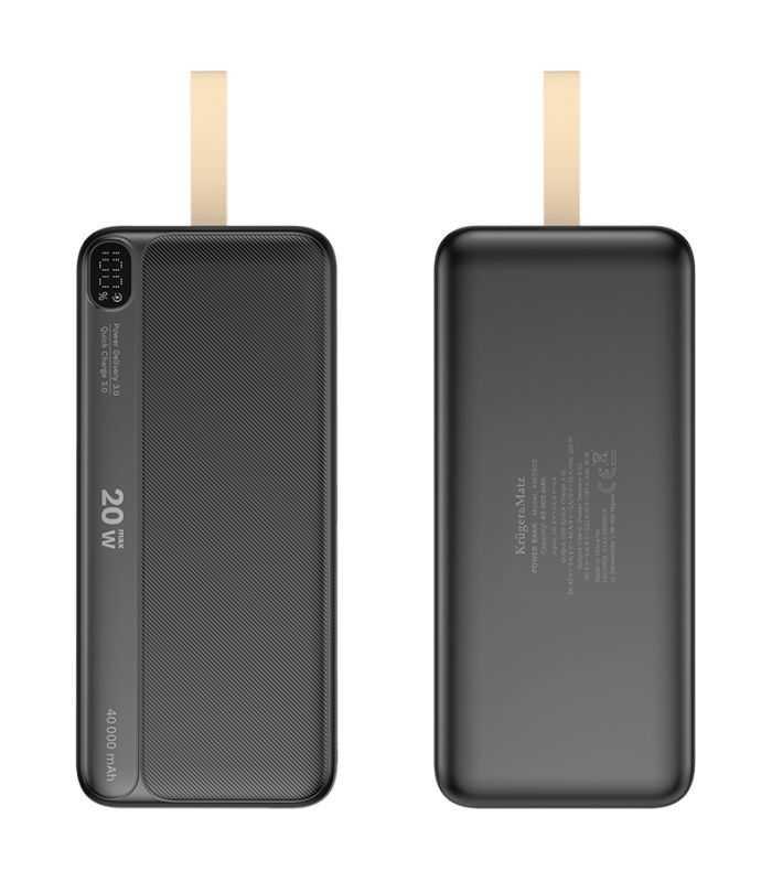 Power Bank 40000mah Li Ion Qc30 Pd 20w Display Krugermatz