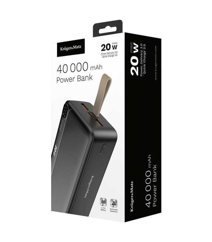 POWER BANK 40000mAh LI-ION QC3.0 PD 20W Display Kruger&Matz