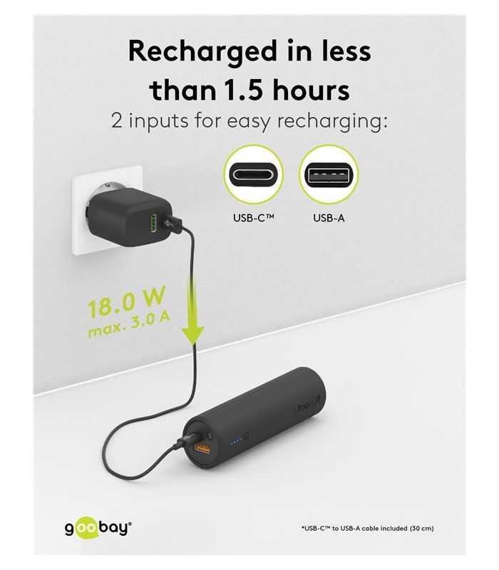 Power Bank 50 5000mah Suport Pentru Bicicleta Negru Usb A Usb Type C 3a 60656 Goobay