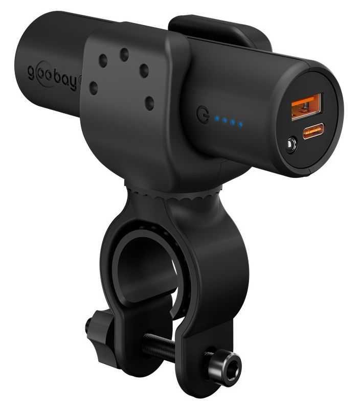 Power Bank 5.0 5000mAh suport pentru bicicleta negru USB-A/USB type C 3A 60656 Goobay