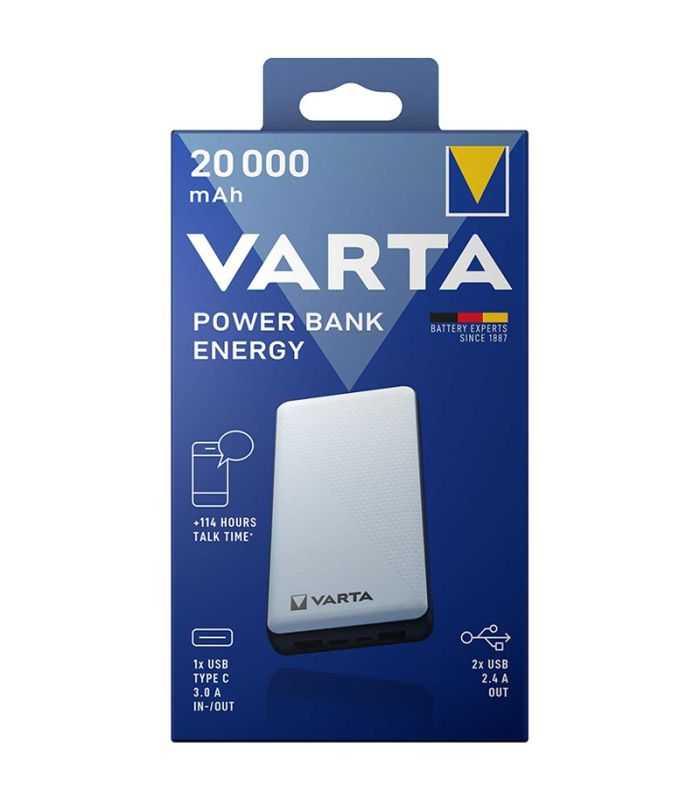 Power Bank VARTA 57978 Fast Energy 20000mAh 2x USB QC3.0 1x USB TYPE-C PD