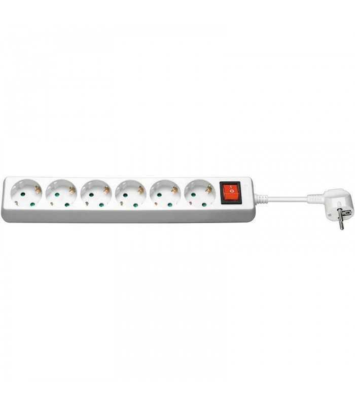 Prelungitor 1.5m 6xSchuko alb cu intrerupator 3500W Goobay