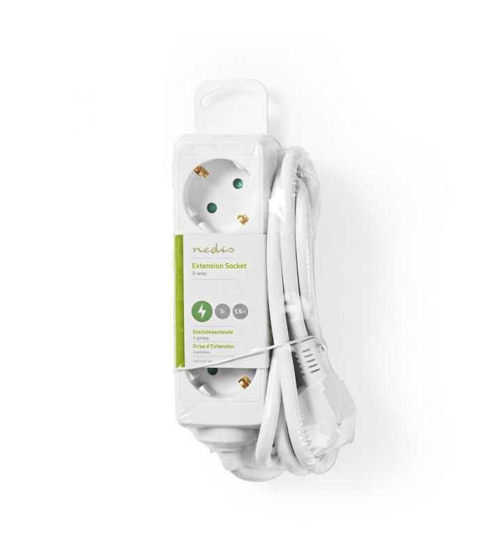 prelungitor 3 prize 15m 3x15mm2 3680w 16a alb nedis 2