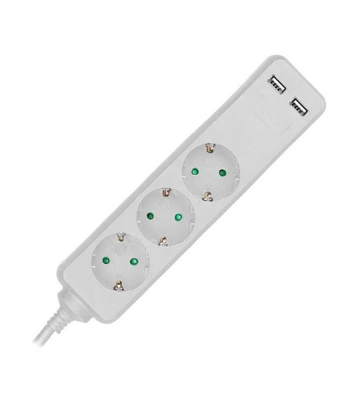 Prelungitor 3 Prize 2x Usb 15m 3g15mm2 Alb V Tac Sku 8774