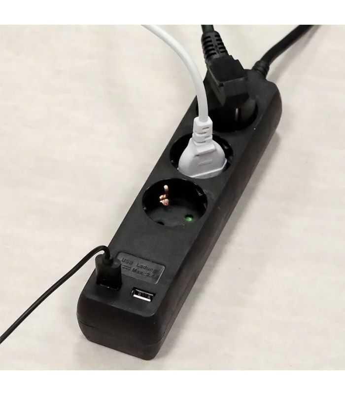 Prelungitor 3 Prize 2x Usb 15m 3g15mm2 Negru V Tac Sku 8776