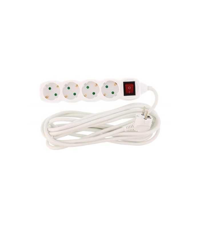 Prelungitor 4 prize 5m cu intrerupator alb cablu 3xG1.5mmp Well