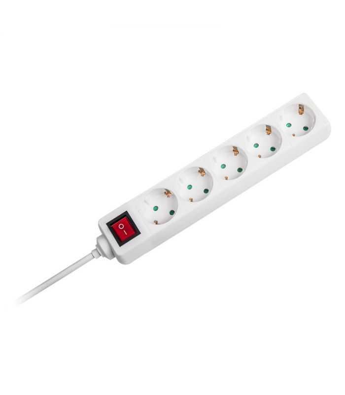 Prelungitor 5 prize cu intrerupator 1.5m 3G1.5mm2 alb V-TAC SKU-8766