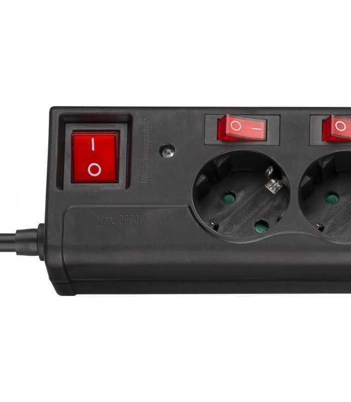 prelungitor 6 prize 15m cu intrerupatoare individuale protectie la supraincarcare goobay 1