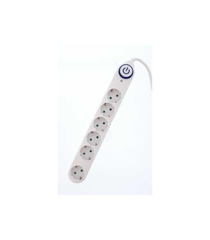 Prelungitor 6 prize 3m alb cu intrerupator cablu 3xG1.5mmp Well