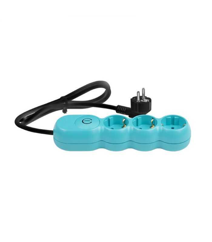 Prelungitor electric 3G1.5 turcoaz 3 prize 5m cu intrerupator TC3115N05 Wconn