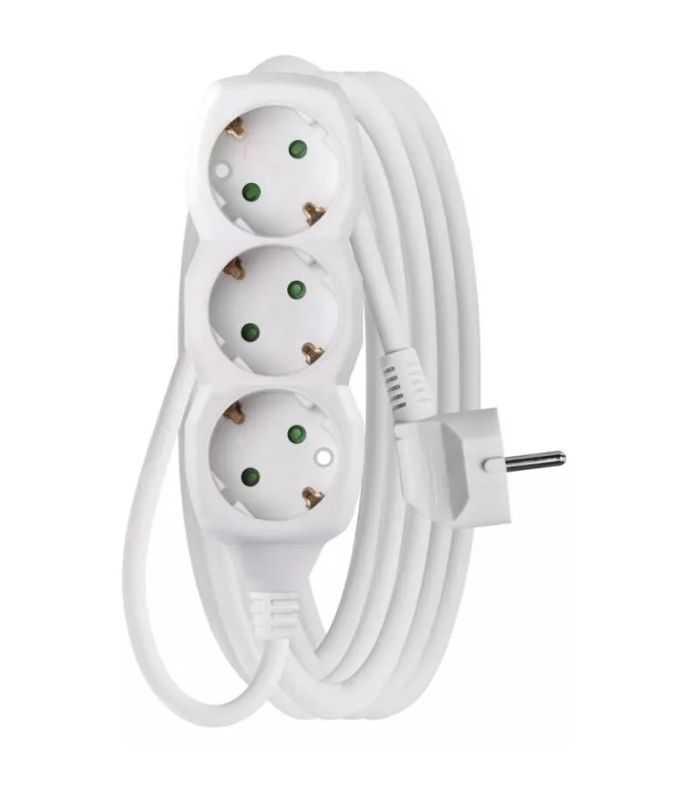 Prelungitor electric 5m 3x Schuko alb P0325R EMOS 3680W conductor cupru 1.5mm2