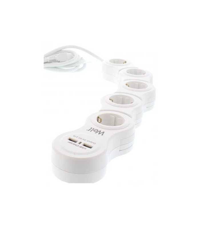 prelungitor reglabil 5 prize 3m cablu 3xg15mm2 16a 3500w cu incarcator usb well 2
