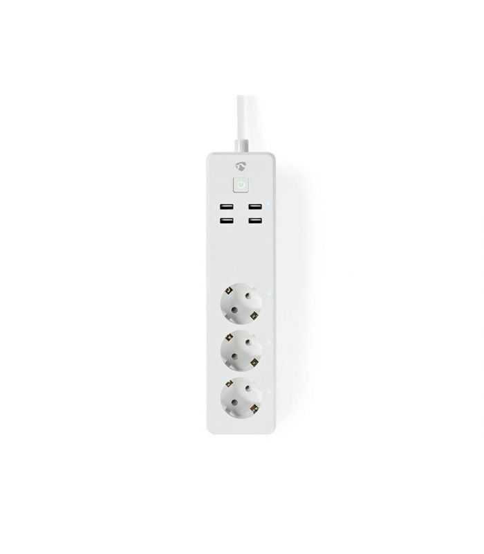 Prelungitor Smart Wifi 3 Prize Schuko 4x Usb 18m 3680w 16a Nedis