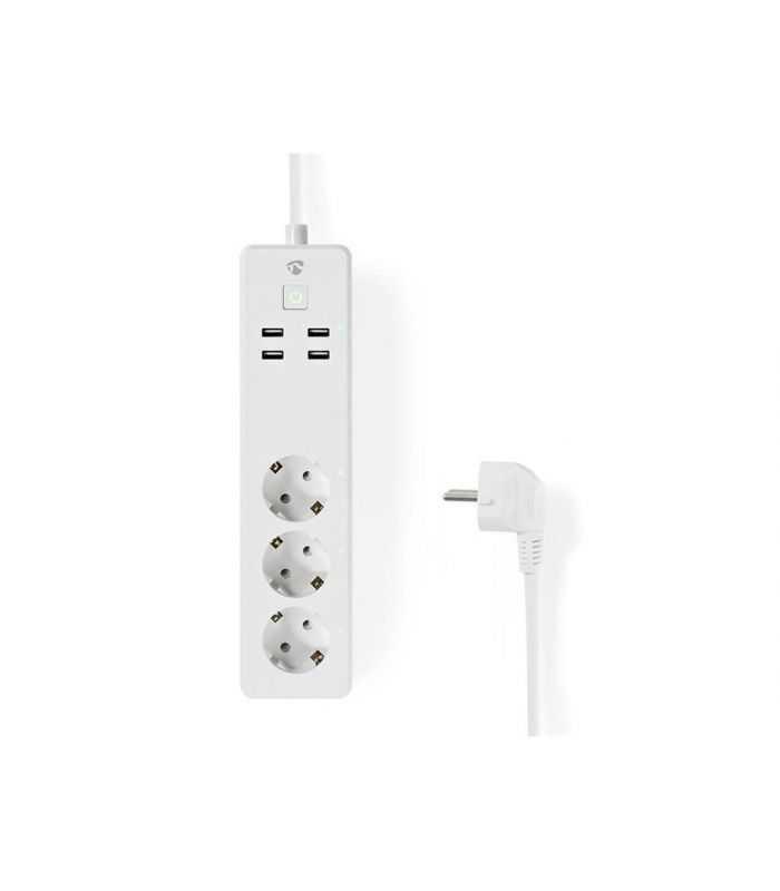 Prelungitor Smart Wifi 3 Prize Schuko 4x Usb 18m 3680w 16a Nedis