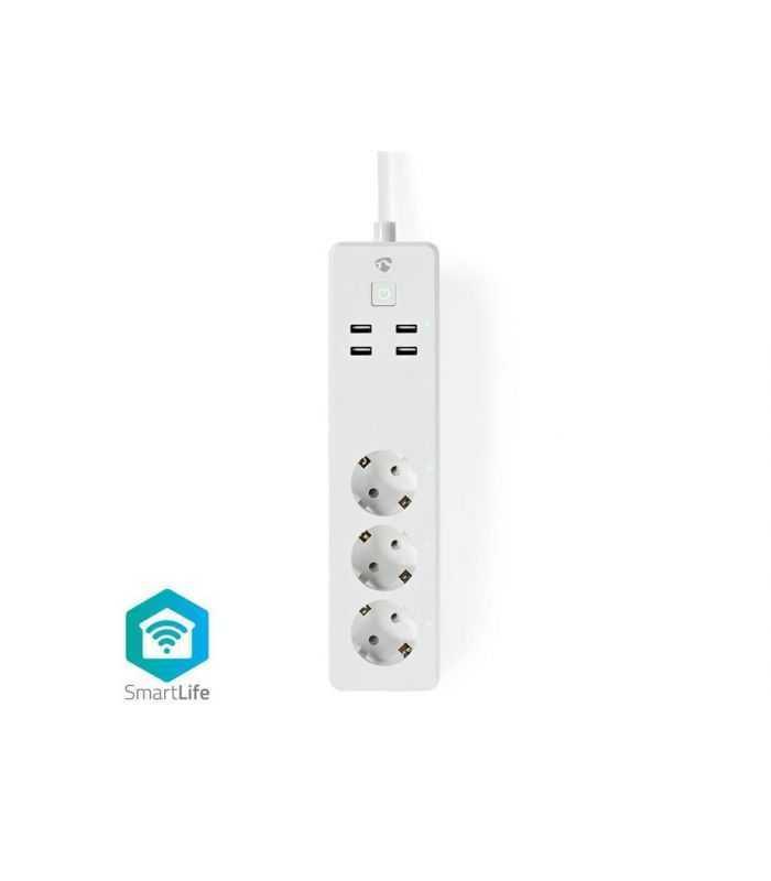Prelungitor Smart WiFi 3 prize schuko 4x USB 1.8m 3680W 16A Nedis