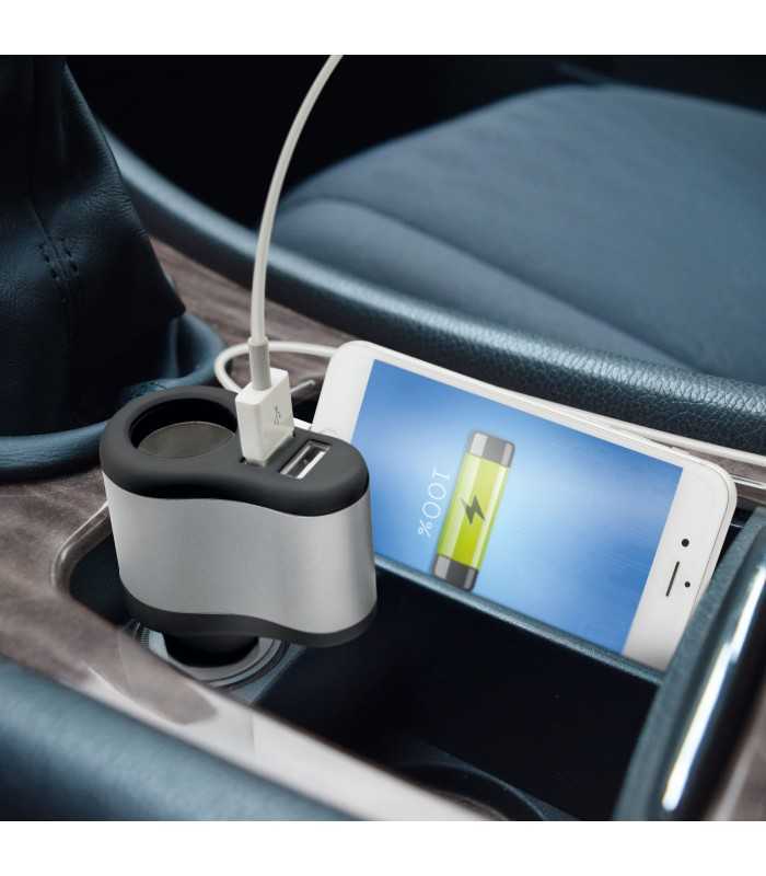 Priza bricheta auto 12-24V bricheta +2x USB 3.1A negru M'N'C