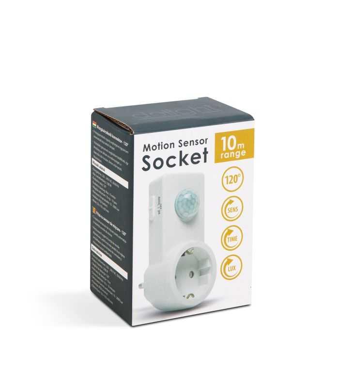 Priza Cu Senzor De Miscare 120 10m 1200w Ip20 Alb Delight 18697