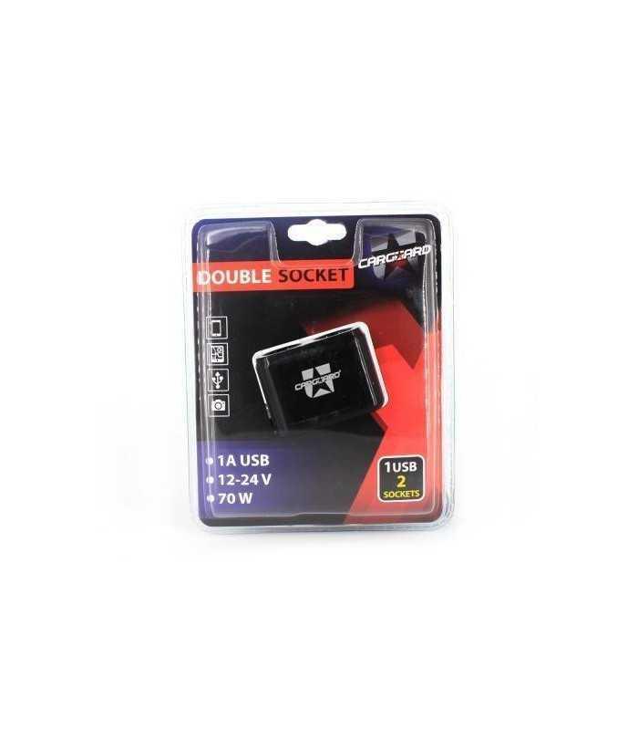 priza dubla pentru bricheta auto cu cablu usb 1a carguard 2