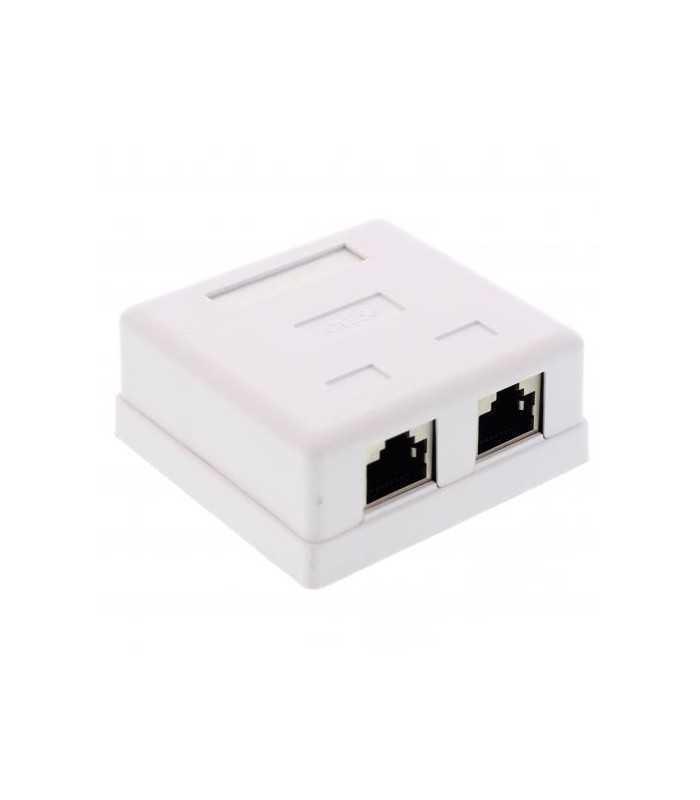 Priza dubla RJ45 FTP CAT5e conector ecranat pe tencuiala Well