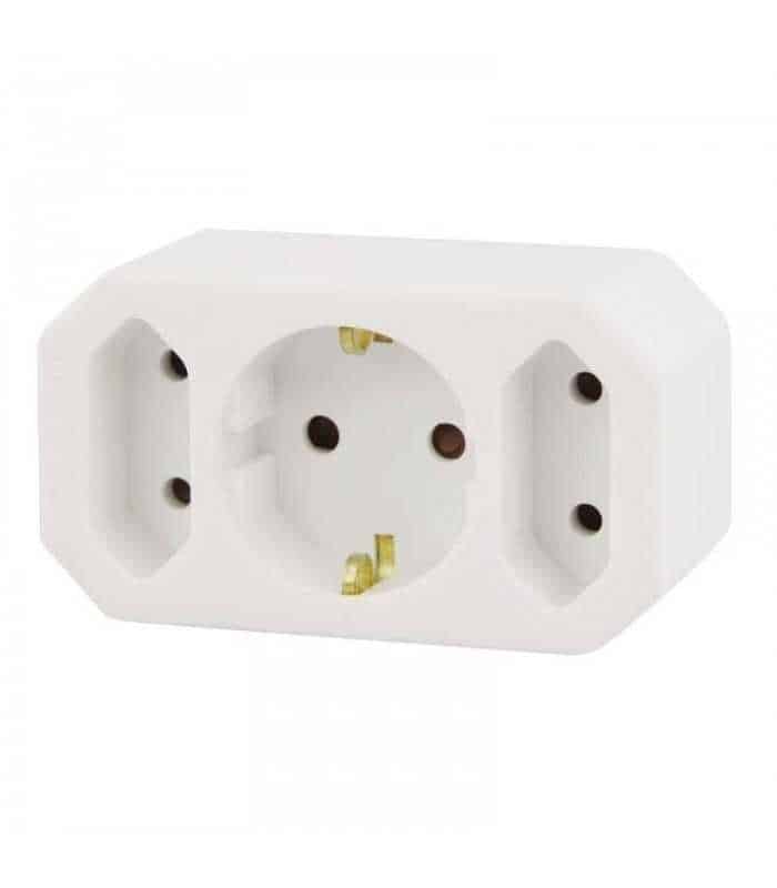 Priza Schuko la 1x schuko +2x Euro mama 2500W 250V 10A Emos