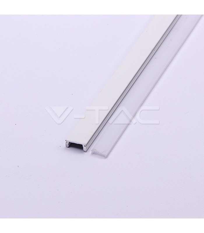 profil aluminiu 2m alb pentru banda led 174mm x 7mm cu difuzor alb mat si accesorii prindere capace v tac 3
