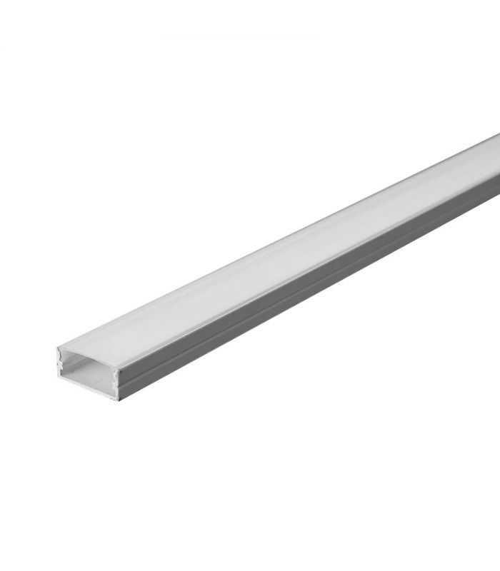 Profil aluminiu 2m alb pentru Banda LED 17.4mm x 7mm cu difuzor alb mat si accesorii prindere/capace V-TAC