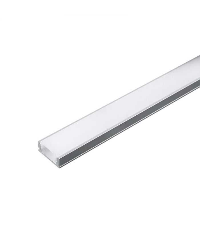 Profil aluminiu 2m pentru Banda LED 17.4mm x 7mm cu difuzor alb mat si accesorii prindere/capace V-TAC