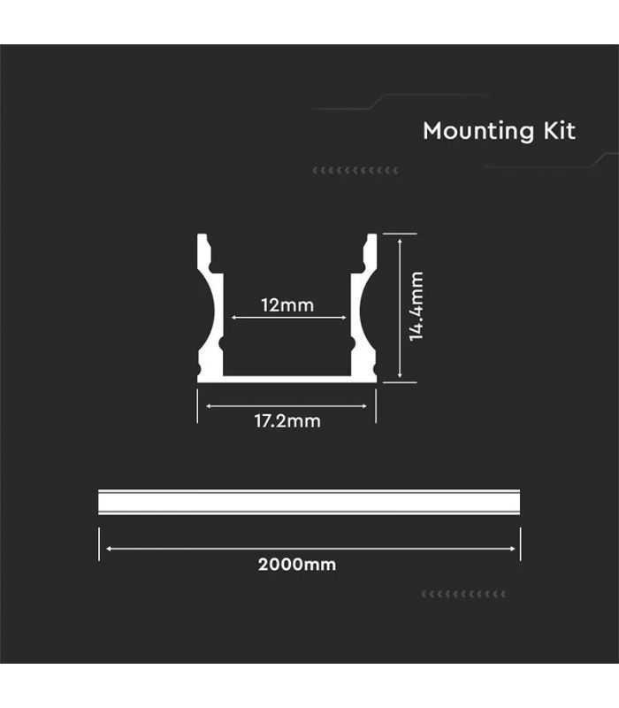 Profil Aluminiu Banda Led 2m 172x155 Mm Argintiu Mat V Tac Sku 3354