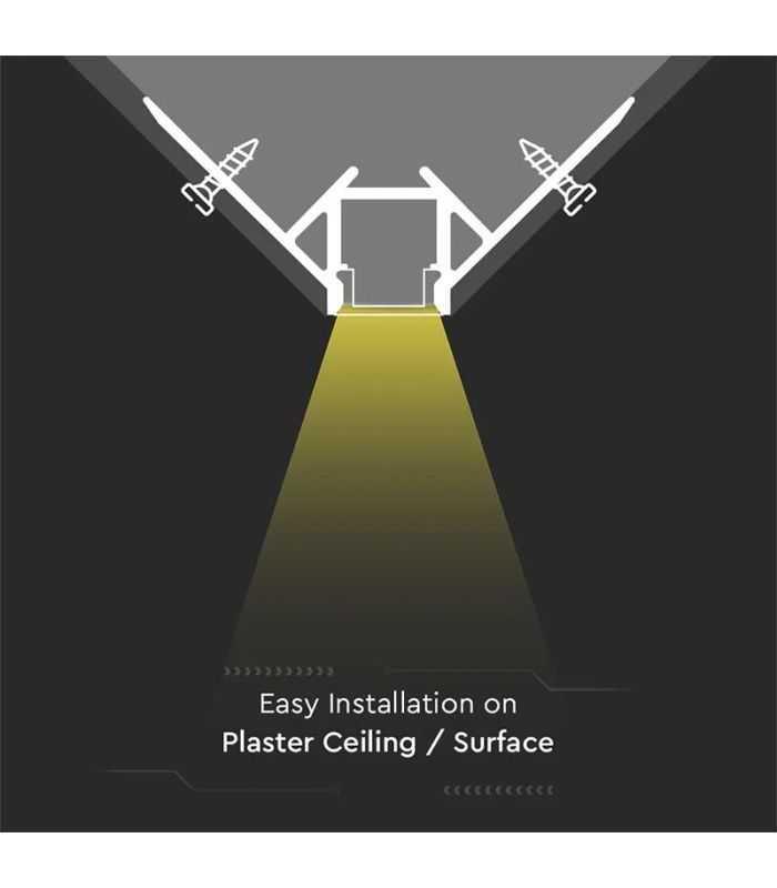 Profil Aluminiu Banda Led Pentru Rigips Colt Exterior 2m Mat V Tac Sku 3361