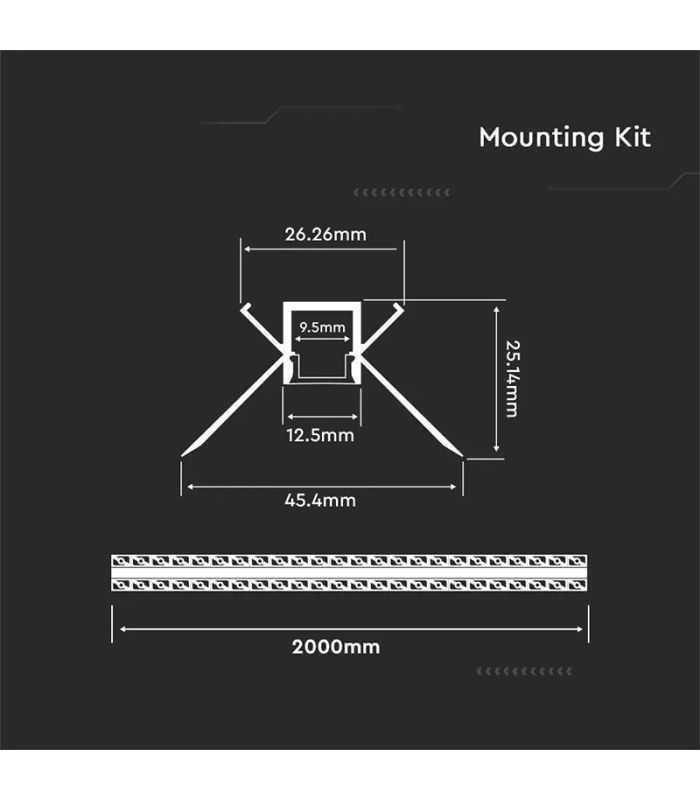 Profil Aluminiu Banda Led Pentru Rigips Colt Interior 2m Mat V Tac Sku 3362