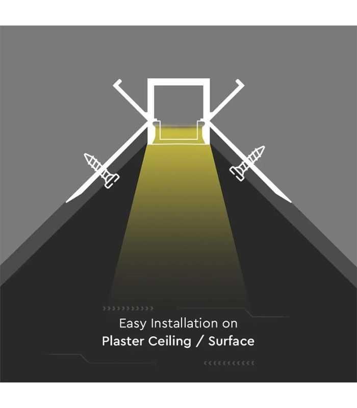 Profil Aluminiu Banda Led Pentru Rigips Colt Interior 2m Mat V Tac Sku 3362