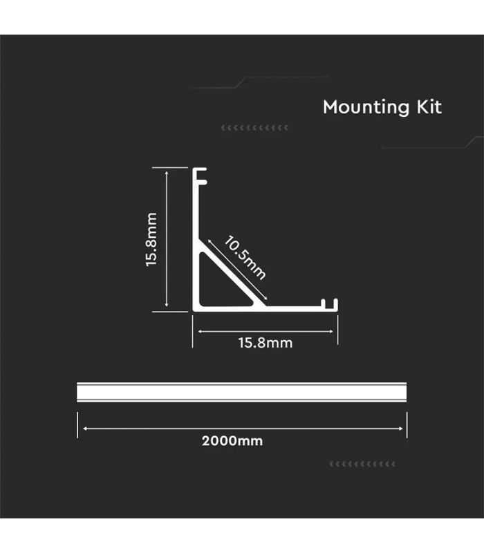 Profil Aluminiu Pentru Banda Led 2m 158x158 Mm Alb Pe Colt V Tac Sku 3369