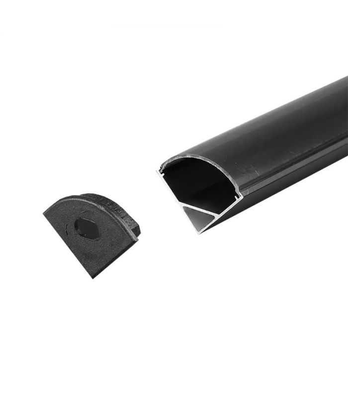 Profil aluminiu pentru banda LED 2m 15.8x15.8.mm pe colt negru V-TAC SKU-2874