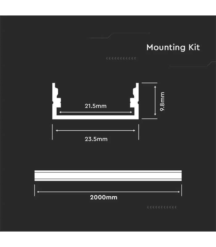 Profil Aluminiu Pentru Banda Led 2m 235mm X 10mm Alb Sku 3367 V Tac