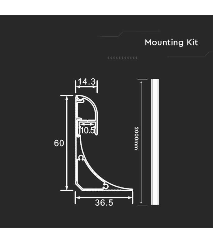 Profil Aluminiu Pentru Banda Led 2m 78mm X 9mm V Tac Sku 2903