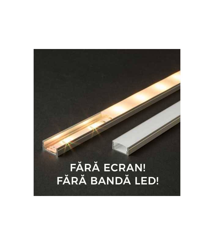 Profil U din aluminiu pentru benzi LED 1000x17x8mm Phenom