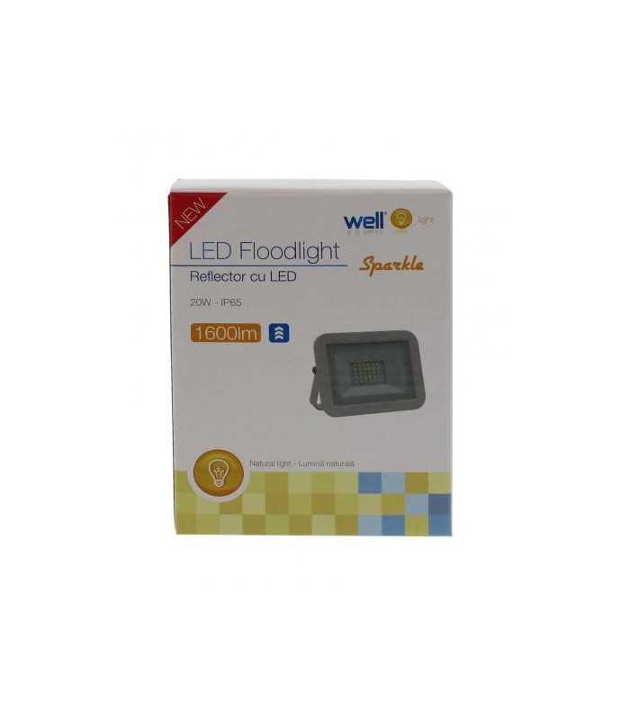 proiector led 20w 1600lm ip65 4000k alb well 3
