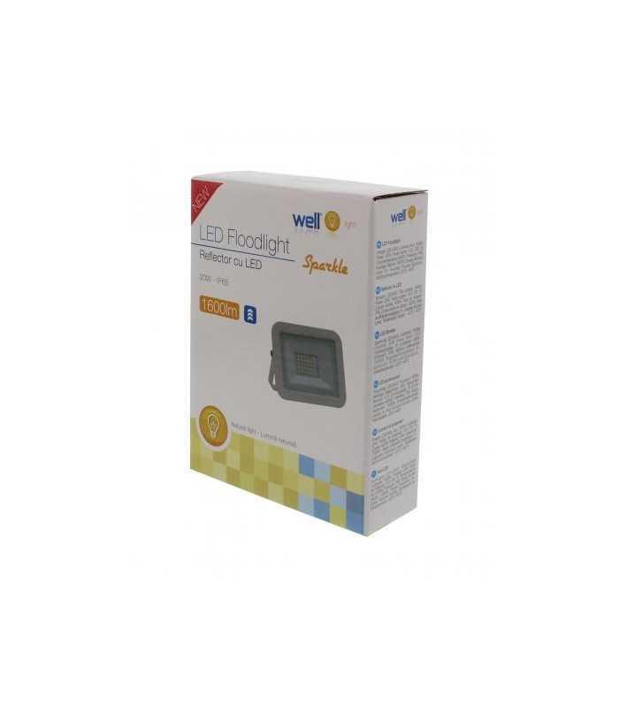 proiector led 20w 1600lm ip65 4000k alb well 4