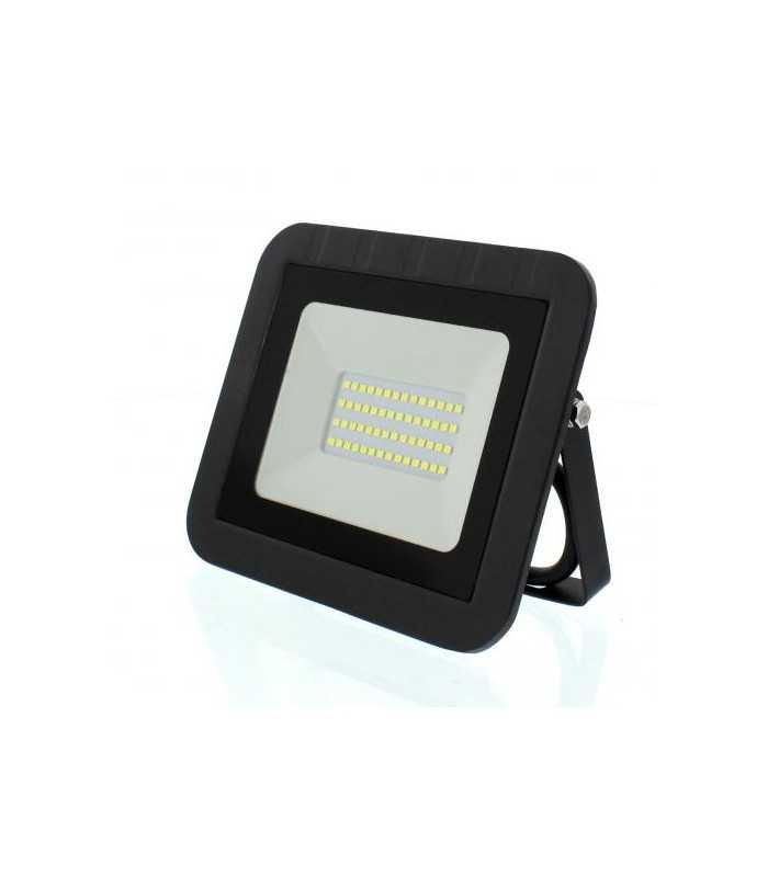 proiector led 30w 2400lm ip65 6500k alb rece carcasa aluminiu negru well 1