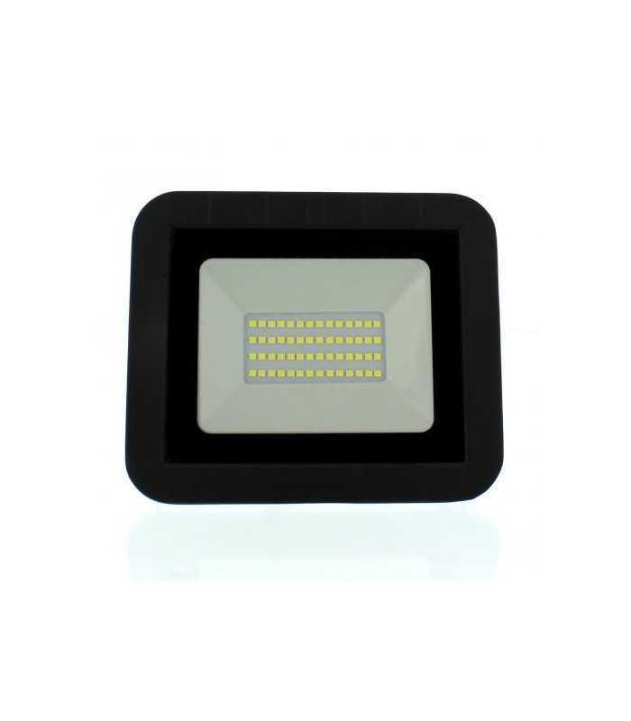 Proiector LED 30W 2400lm IP65 6500K alb rece carcasa aluminiu negru Well