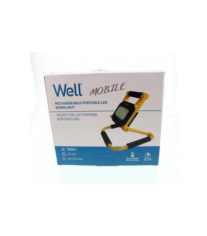 proiector led portabil reincarcabil 10w 700lm ip65 well 3